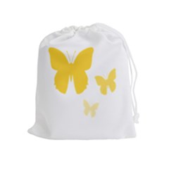 Yellow Butterfly Animals Fly Drawstring Pouches (extra Large)