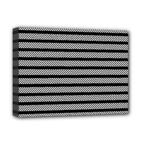Black White Line Fabric Deluxe Canvas 16  X 12   by Alisyart