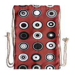 Circles Red Black White Drawstring Bag (large)