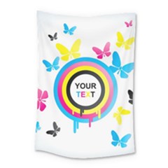 Colorful Butterfly Rainbow Circle Animals Fly Pink Yellow Black Blue Text Small Tapestry