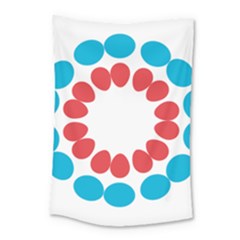 Egg Circles Blue Red White Small Tapestry