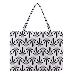 Floral Black White Medium Tote Bag by Alisyart