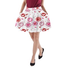 Crafts Chevron Cricle Pink Love Heart Valentine A-line Pocket Skirt by Alisyart