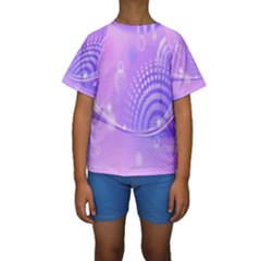 Purple Circle Line Light Kids  Short Sleeve Swimwear