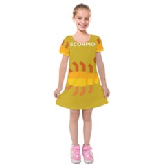 Animals Scorpio Zodiac Orange Yellow Kids  Short Sleeve Velvet Dress by Alisyart