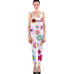 Colorful Floral Flowers Pattern Onepiece Catsuit by Simbadda