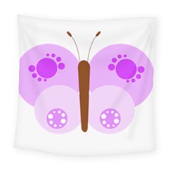 Butterfly Flower Valentine Animals Purple Brown Square Tapestry (large)