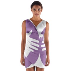 Colorful Butterfly Hand Purple Animals Wrap Front Bodycon Dress