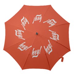 Hey White Text Orange Sign Hook Handle Umbrellas (large) by Alisyart