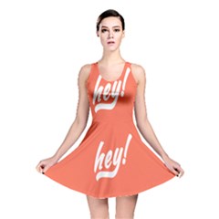 Hey White Text Orange Sign Reversible Skater Dress