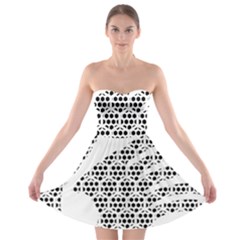 Honeycomb Swan Animals Black White Plaid Strapless Bra Top Dress