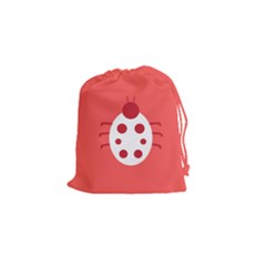 Little Butterfly Illustrations Beetle Red White Animals Drawstring Pouches (small) 