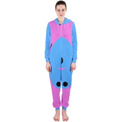 Pink Blue Butterfly Animals Fly Hooded Jumpsuit (ladies) 