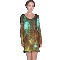Art Shell Spirals Texture Long Sleeve Nightdress by Simbadda