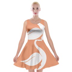 Swan Girl Face Hair Face Orange White Velvet Skater Dress by Alisyart