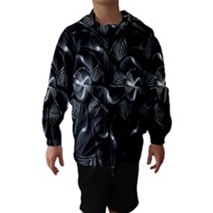 Fractal Disk Texture Black White Spiral Circle Abstract Tech Technologic Hooded Wind Breaker (kids)