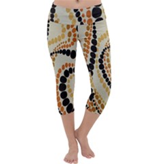Polka Dot Texture Fabric 70s Orange Swirl Cloth Pattern Capri Yoga Leggings by Simbadda