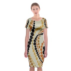 Polka Dot Texture Fabric 70s Orange Swirl Cloth Pattern Classic Short Sleeve Midi Dress by Simbadda