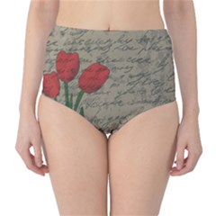 Vintage Tulips High-waist Bikini Bottoms by Valentinaart