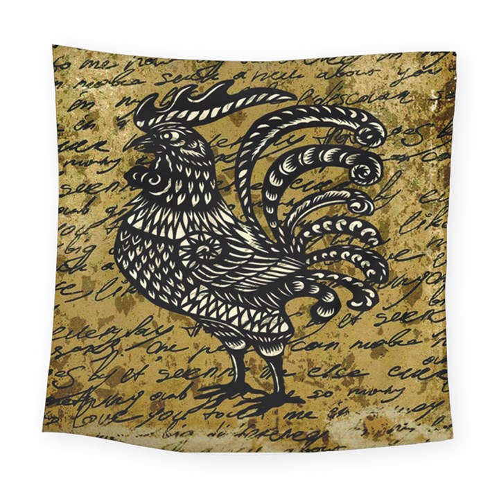 Vintage rooster  Square Tapestry (Large)