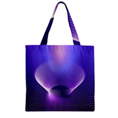 Abstract Fractal 3d Purple Artistic Pattern Line Zipper Grocery Tote Bag by Simbadda