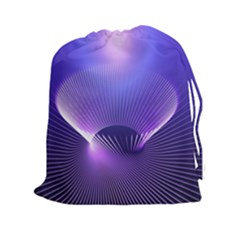 Abstract Fractal 3d Purple Artistic Pattern Line Drawstring Pouches (xxl) by Simbadda