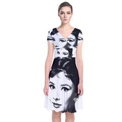 Audrey Hepburn Short Sleeve Front Wrap Dress by Valentinaart