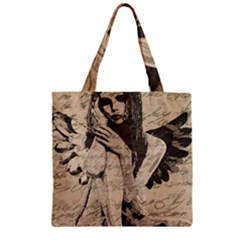 Vintage Angel Zipper Grocery Tote Bag by Valentinaart