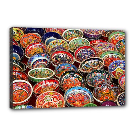Art Background Bowl Ceramic Color Canvas 18  X 12  by Simbadda