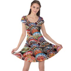 Art Background Bowl Ceramic Color Cap Sleeve Dresses by Simbadda