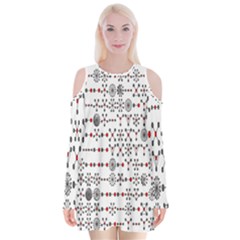 Bioplex Random Kimia Circle Grey Red Velvet Long Sleeve Shoulder Cutout Dress by Alisyart