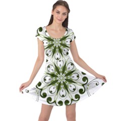 Frame Flourish Flower Green Star Cap Sleeve Dresses