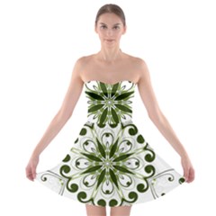 Frame Flourish Flower Green Star Strapless Bra Top Dress