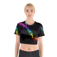 Illustrations Black Colorful Line Purple Yellow Pink Cotton Crop Top