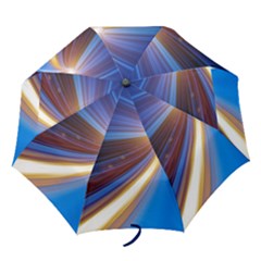 Glow Motion Lines Light Blue Gold Folding Umbrellas