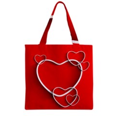 Heart Love Valentines Day Red Grocery Tote Bag