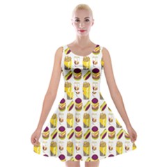 Hamburger And Fries Velvet Skater Dress by Simbadda