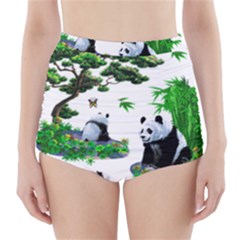 Cute Panda Cartoon High-waisted Bikini Bottoms by Simbadda