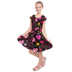 Love Hearts Sweet Vector Kids  Short Sleeve Dress by Simbadda