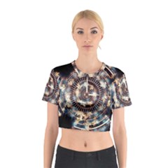 Science Fiction Background Fantasy Cotton Crop Top by Simbadda