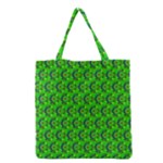 Green Abstract Art Circles Swirls Stars Grocery Tote Bag
