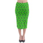 Green Abstract Art Circles Swirls Stars Midi Pencil Skirt