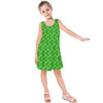 Green Abstract Art Circles Swirls Stars Kids  Sleeveless Dress