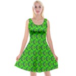Green Abstract Art Circles Swirls Stars Reversible Velvet Sleeveless Dress