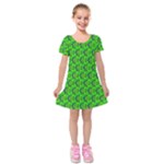 Green Abstract Art Circles Swirls Stars Kids  Short Sleeve Velvet Dress