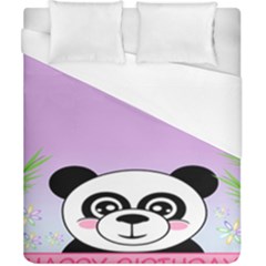 Panda Happy Birthday Pink Face Smile Animals Flower Purple Green Duvet Cover (california King Size)
