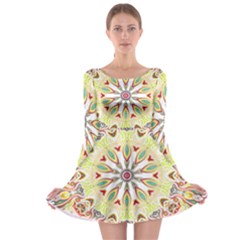 Intricate Flower Star Long Sleeve Skater Dress by Alisyart