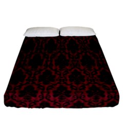 Elegant Black And Red Damask Antique Vintage Victorian Lace Style Fitted Sheet (california King Size) by yoursparklingshop