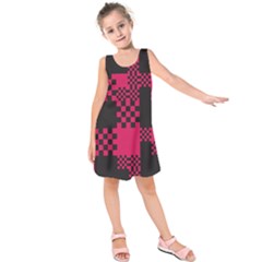 Cube Square Block Shape Creative Kids  Sleeveless Dress by Simbadda