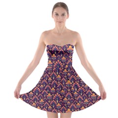 Abstract Background Floral Pattern Strapless Bra Top Dress by Simbadda
